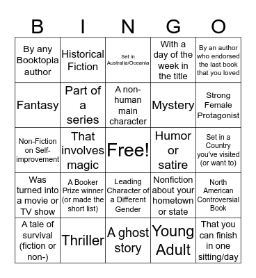 Book Bingo Card
