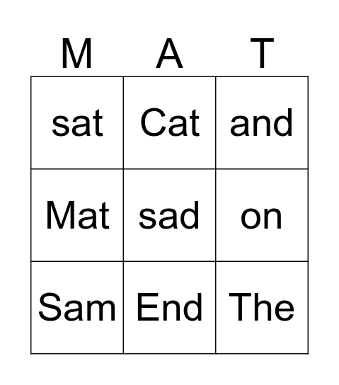 Mat Bingo Card