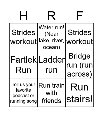 Hey Runner Friends! Bonus Bingo! Bingo Card