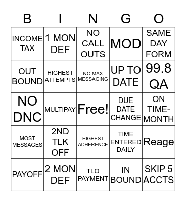 Collections Bingo Card