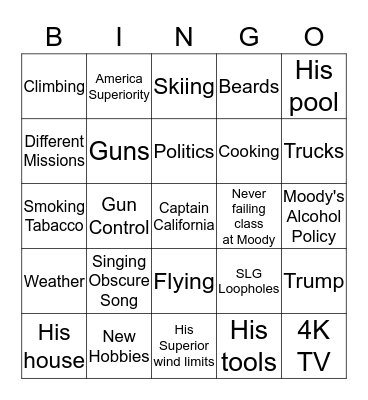 Busk Bingo Card