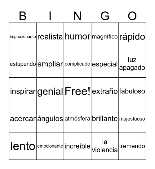 Las Películas Españolas Bingo Card