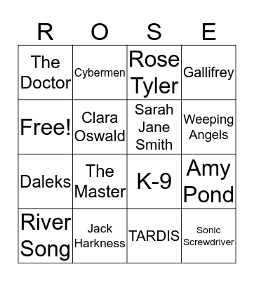 Doctor Who Bingo Card