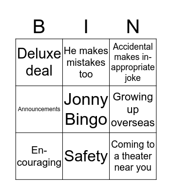 Swansong Bingo Card