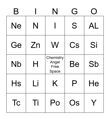 Chemistry Bingo Card