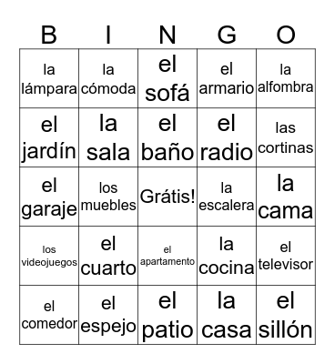 EN LA CASA Bingo Card