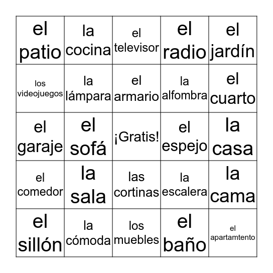 EN LA CASA Bingo Card