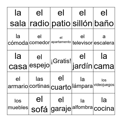 EN LA CASA Bingo Card