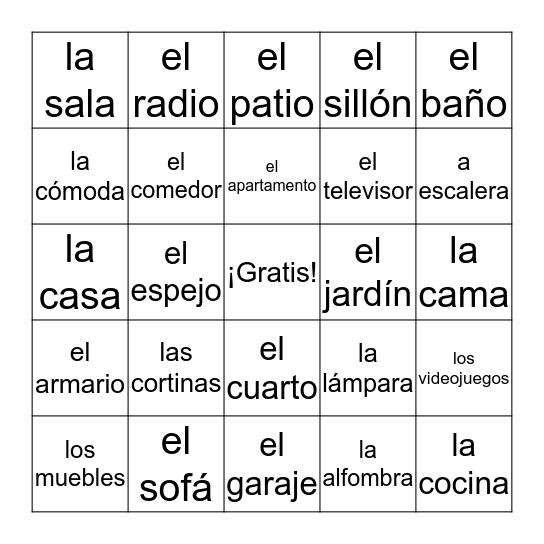 EN LA CASA Bingo Card