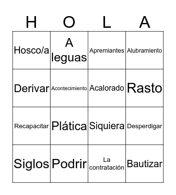 Como Agua Para Chocolate Bingo Card