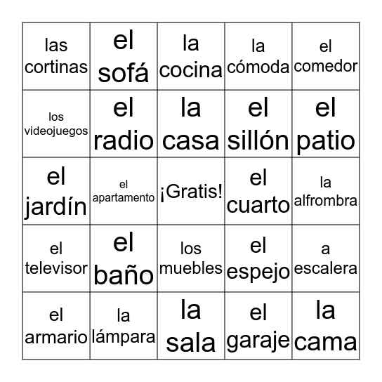 EN LA CASA Bingo Card