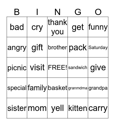 Reading Jelly 2 Bingo Card