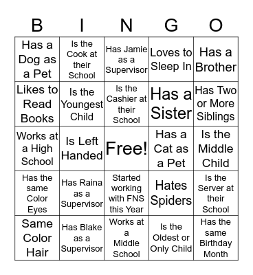 Get To Know You Bingo Card