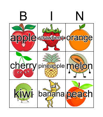 Fruit bingo Card