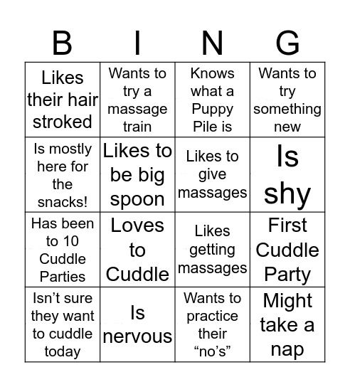 Intimacy Dojo Bingo Card