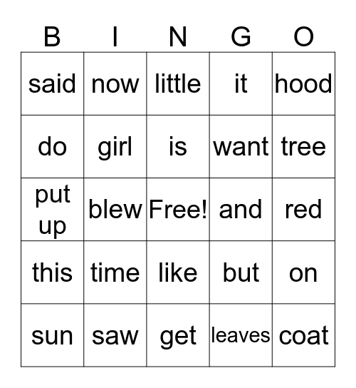 the sun and the wind Bingo Card