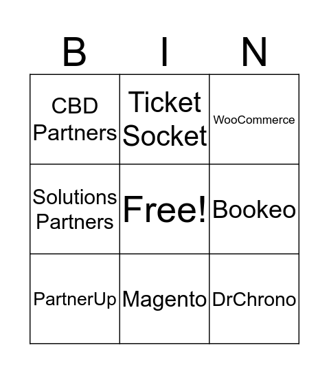 Partner Fair Bingo Card