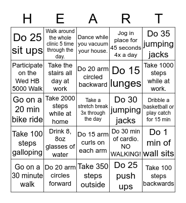HEARTBEAT BINGO Card