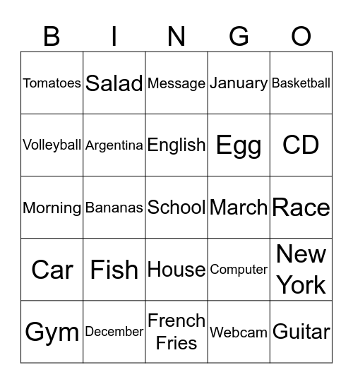 Unit 4 Bingo Card