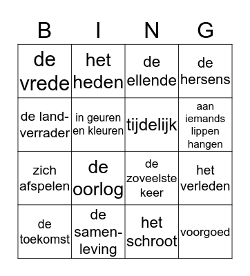Taal thema 4 Bingo Card