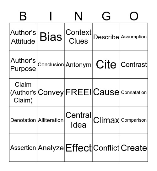 EOG Practice Bingo Card