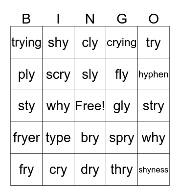 y=long i Bingo Card