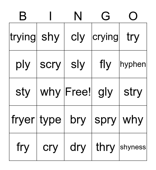 y=long i Bingo Card