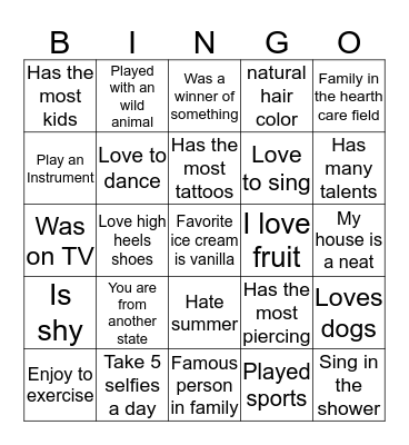 Who are you Bingo Card