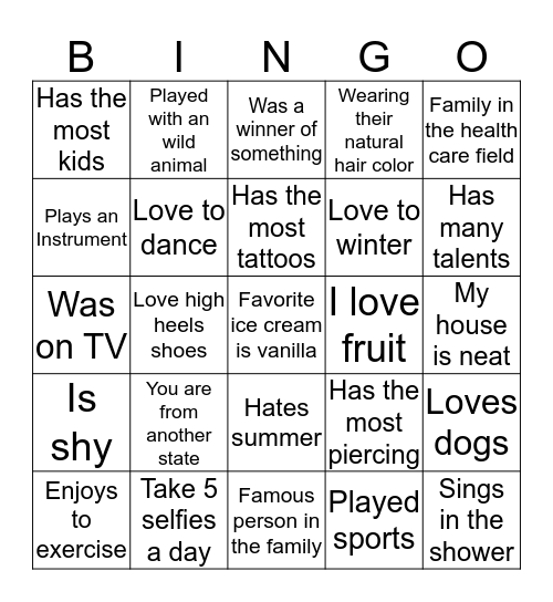 Who are you Bingo Card