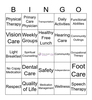 Mercy LIFE  Bingo Card