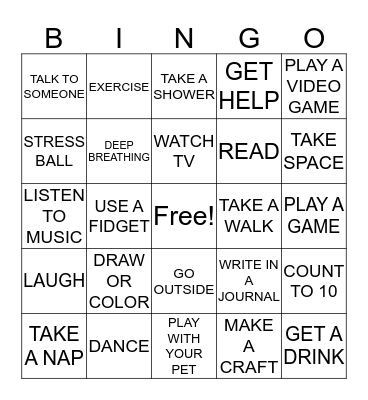 COPING SKILLS Bingo Card