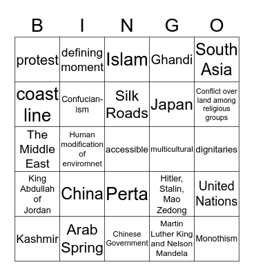 Final Exam Review Bingo Card