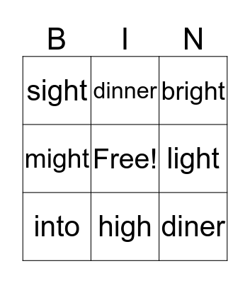 Words with /ie/ and /i-e/ Bingo Card