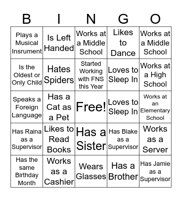 Get To Know You Bingo Card