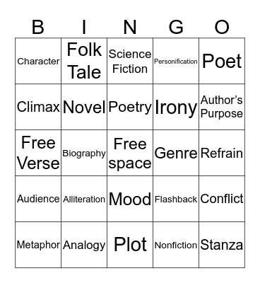 Vocabulary Bingo Card