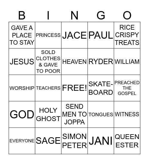 BIBLE REVIEW BINGO Card