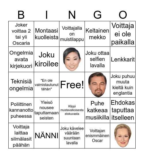 Oscar bingo 2020 Bingo Card