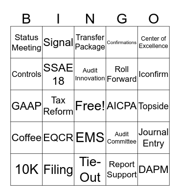 Busy Season Bingo Card