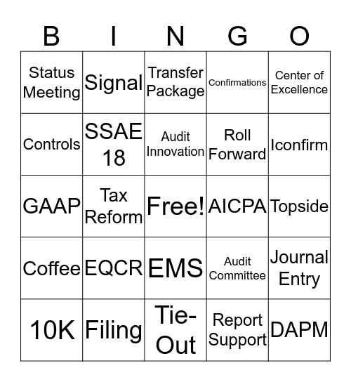 Busy Season Bingo Card