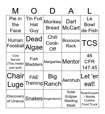 MODAL Bingo Card