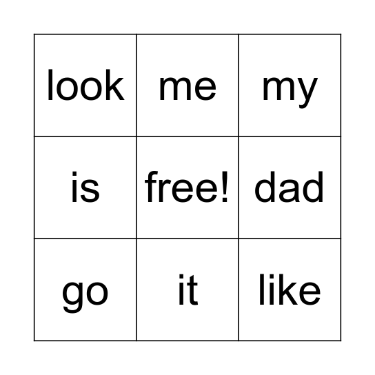 sight words #2 Bingo Card