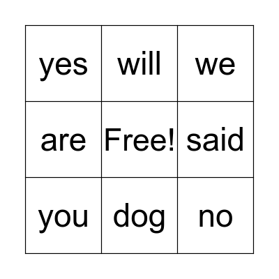 sight words #3 Bingo Card