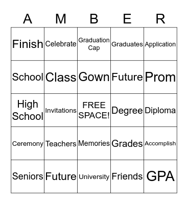PRINCESS GRAD 2014 Bingo Card