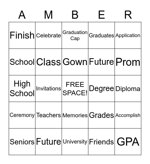 PRINCESS GRAD 2014 Bingo Card