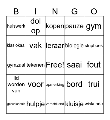 Family and friends Bingo Card