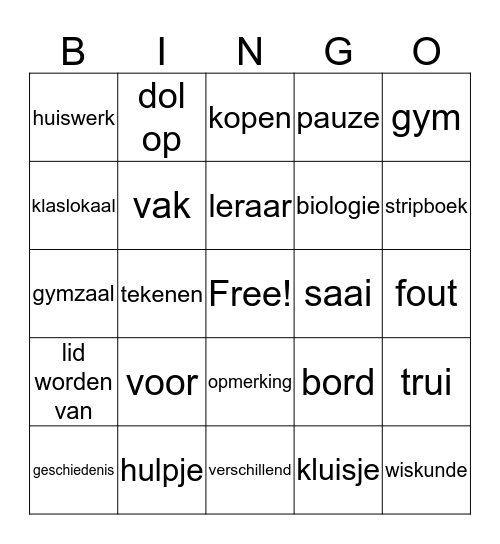 Family and friends Bingo Card