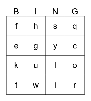 Alphabet Sounds Bingo Card