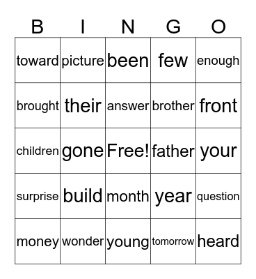 Grade 2 #4 Bingo Card