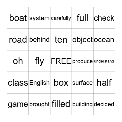 Sight Words Bingo #3 Bingo Card