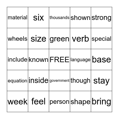 Sight Words #4 Bingo Card